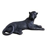 Pantera Negra Sentada Escultura Decoração Leopardo