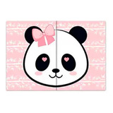 Painel Decorativo Panda Rosa Claro 89x62cm 2 Peças