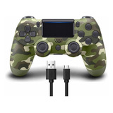 Control Joystick Para Ps4 Pc Celular Verde Camuflado + Cable