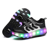 Tenis Patines Led Con 2 Ruedas Ruedas Retirable Patinar N