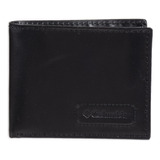 Columbia Passcase Con Logotipo Acolchado, Cuero Negro