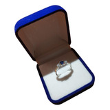 Anillo Zafiro Azul Oro 18k Con Plata 925 Gema Natural 