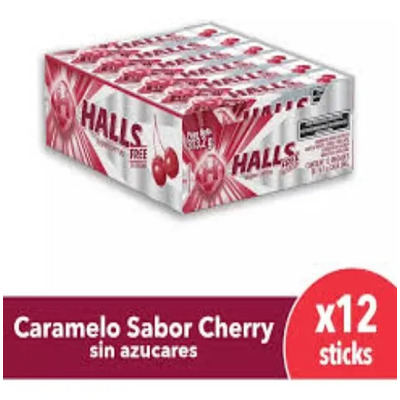 Caramelos Halls Cherry Free Sin Azúcar Caja X 12