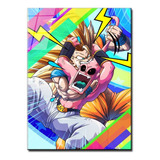 Cuadro Metalico  Goku Vs Majin Boo Anime Series Arte 40x60