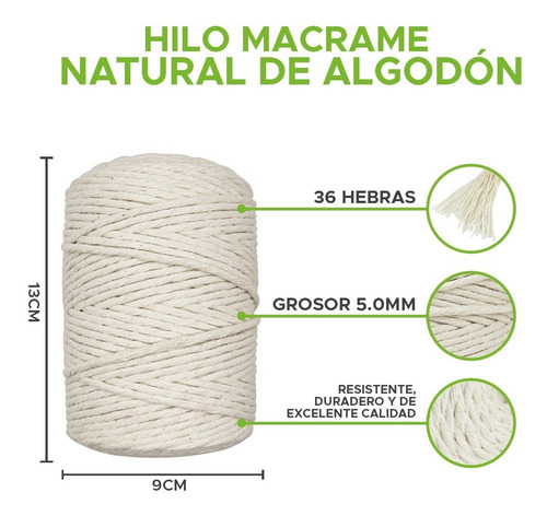 Hilo De Algodon Macrame Crudo Mejor Calidad Varios Grosores