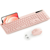 Teclado Y Ratón Rosa Inalámbricos, Teclado Tamaño Completo A