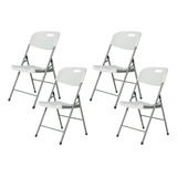 Set De 4 Sillas Plegables Kano Para Camping Jardín Eventos Color Blanco