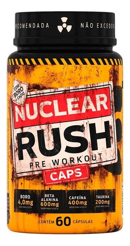 Nuclear Rush Pré Treino Cafeína 400mg 60 Cáps - Body Action