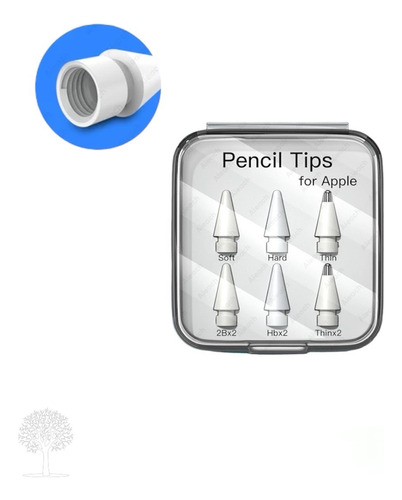 Kit Com 6 Ponta Fina Compatível Lápis Apple Pencil 1 E 2 
