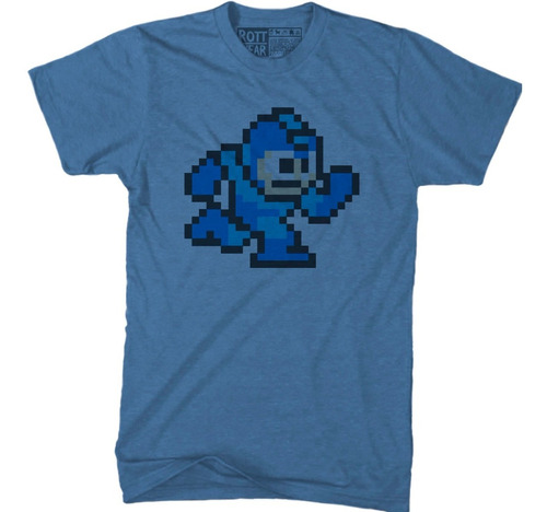 Megaman Run 8 Bit Nintendo Playera Carbón Rott Wear  