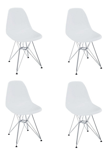 Silla Comedor Living Nordica Eames Eiffel Patas Cromo X4