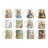 Juego Set X 12 Tazas De Cerámica Peter Rabbit Vintage