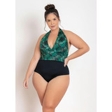 Maiô Plus Size Folhas Com Recortes