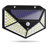 Luminária Parede Solar 100 Led Com Sensor Prova Dágua Jardim