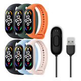 6 Correas De Silicona+cables De Carga*1 For Xiaomi Mi Band