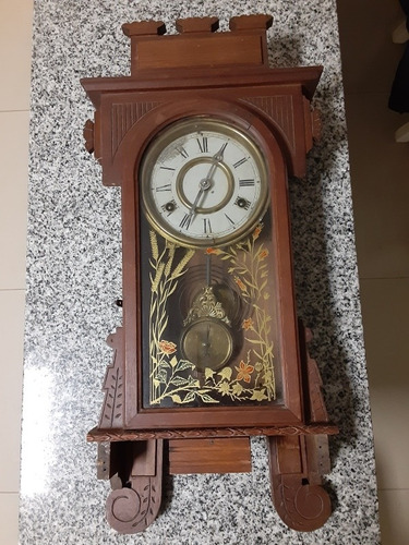 Reloj  Pared Antiguo  Con Pendulo Pat1881 Para Reparar.