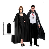 Capa Negra Dracula Larga  Disfraz 130cm Vampiro Halloween