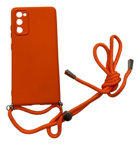 Funda Colgante Silicona Felpa Cordon P/samsung S20fe Naranja