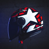 Capacete Aberto Estrela Starwar Branco E Vermelho Tamanho Do Capacete 62 (gg) Cor Branco/vermelho