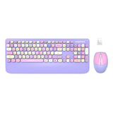 Combinación De Ratón Y Teclado Estilo Retro | Purpura/inalam