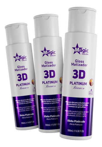  Kit 03 Matizador Efeito Platinado Magic Color 500ml