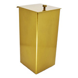 Cesta De Lixo Banheiro Quadrada Tampa Aço Inox Dourado
