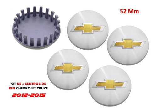 Kit De 4 Centros De Rin Chevrolet Cruze 2012-2015 52 Mm