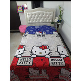 Combo Sabana Más Cubrelecho Más Cortinas De  Hello Kitty 