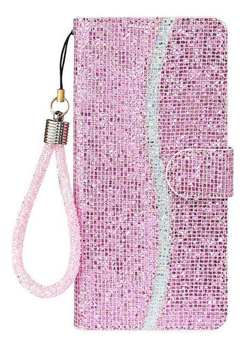 Estuche Tipo Billetera Con Purpurina Bling Funda Para iPhone