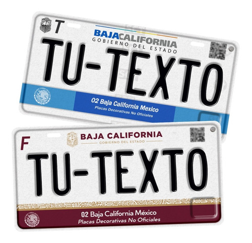 2 Placas Personalizadas Baja California Metalicas Reflectiva