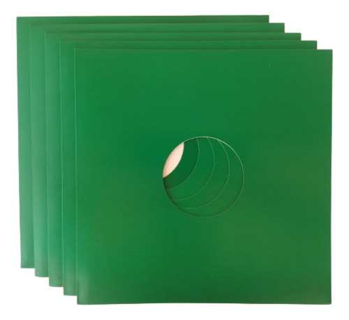 5 Capas P/ Lp Disco Vinil 12 Pol Papel 300gr Verdes C/ Furo