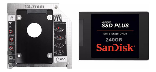 Ssd 240gb Sandisk Plus Sata + Caddy 12,7mm Para Pc Notebook