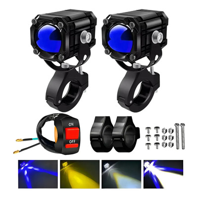 2 Faros Luces Led Auxiliares 4 Modos Lupa Para Moto | MercadoLibre