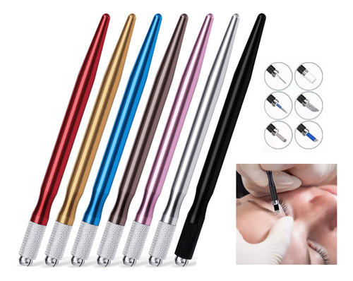 7pcs Lápiz Inductor Microblading De Cejas Tatuaje Multicolor