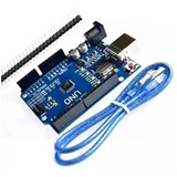 3 Arduinos Uno Rev3 R3 Atmega328 Smd Com Cabo Usb + Pinos