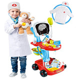 Kit De Carrito De Doctor Niños Estetoscopio, Abrigo De...