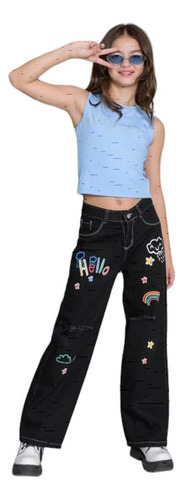 Pantalón De Jeans Rígido De Nena Niña Kaorikawaii Art-36