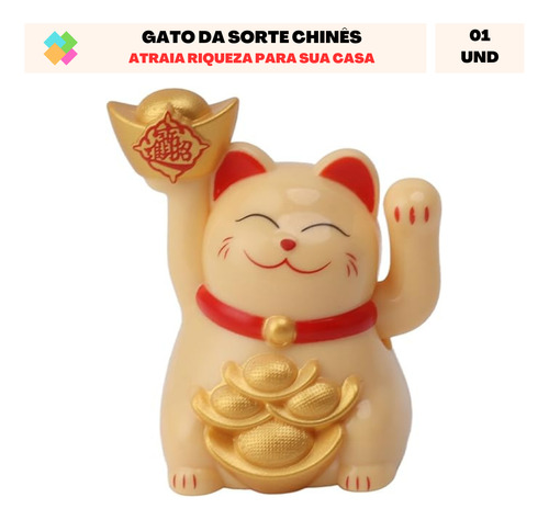 Mini Estatueta Gato Sorte Japonês Amuleto Riqueza Dinheiro