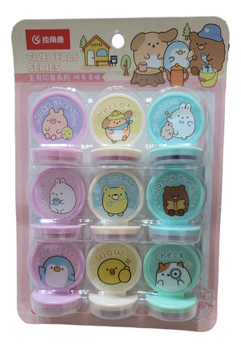 Set Timbres Infantiles Kawaii Motivacionales 12 Unidades