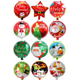 Pack 50 Globos Metálicos Navidad 45 Cm Surtidos Con Varillas