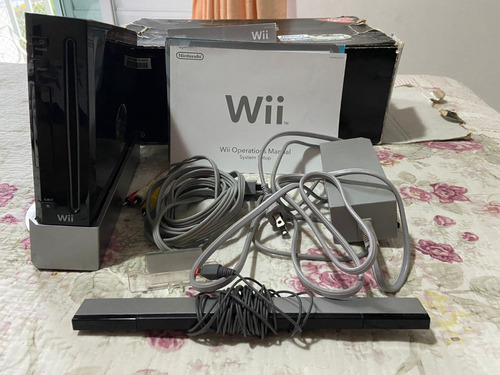 Nintendo Wii Black Piano Completo + Acessórios