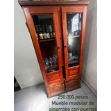 Mueble Modular Cristalera Con 2 Puertas De Vidrio Algarrobo