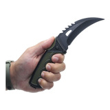 Faca Tatica Curva Caça Pescaria Camping Karambit Com Bainha Cor Preto