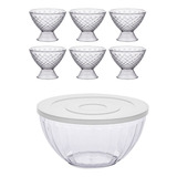 Set X7 Bowl Tapa Silicona 4,8lts Copa Luxxor 400ml Acrilico 