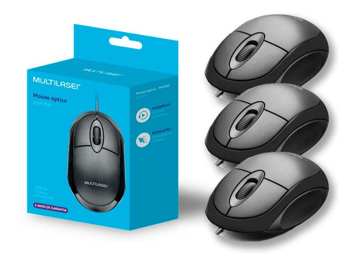 Mouse Para Pc Óptico Usb 1200dpi Atacado/revenda Kit Com 03