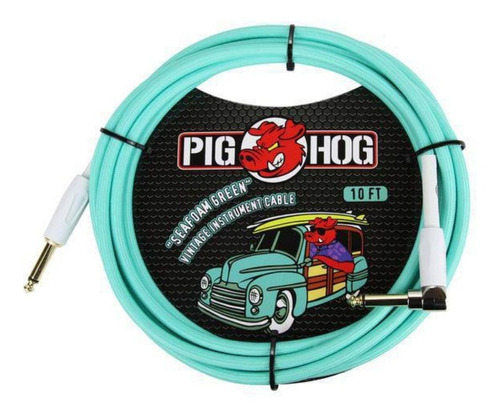 Cabo Pig Hog Seafoam Green Para Instrumento 3 Metros, Plug L