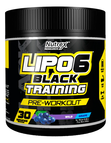 Lipo-6 Black Training Nutrex Pre-workout Energizante 30 Serv