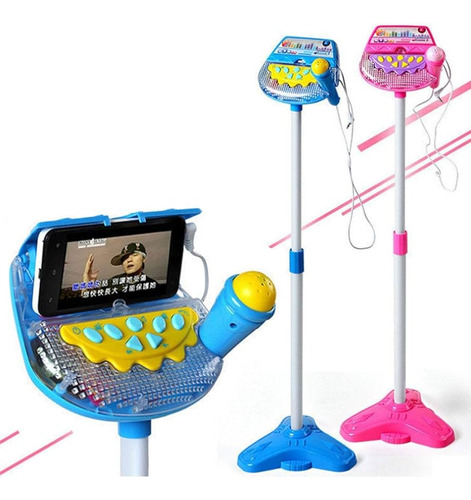 Micrófono Karaoke Con Soporte Amplificador Mp3 Luz Hk-6011