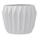 Maceta Redonda De Stoneware, Blanca Mate 8x6 