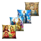 Kit Com 4 Capas P/ Almofadas Decorativa Religiosa Católica 